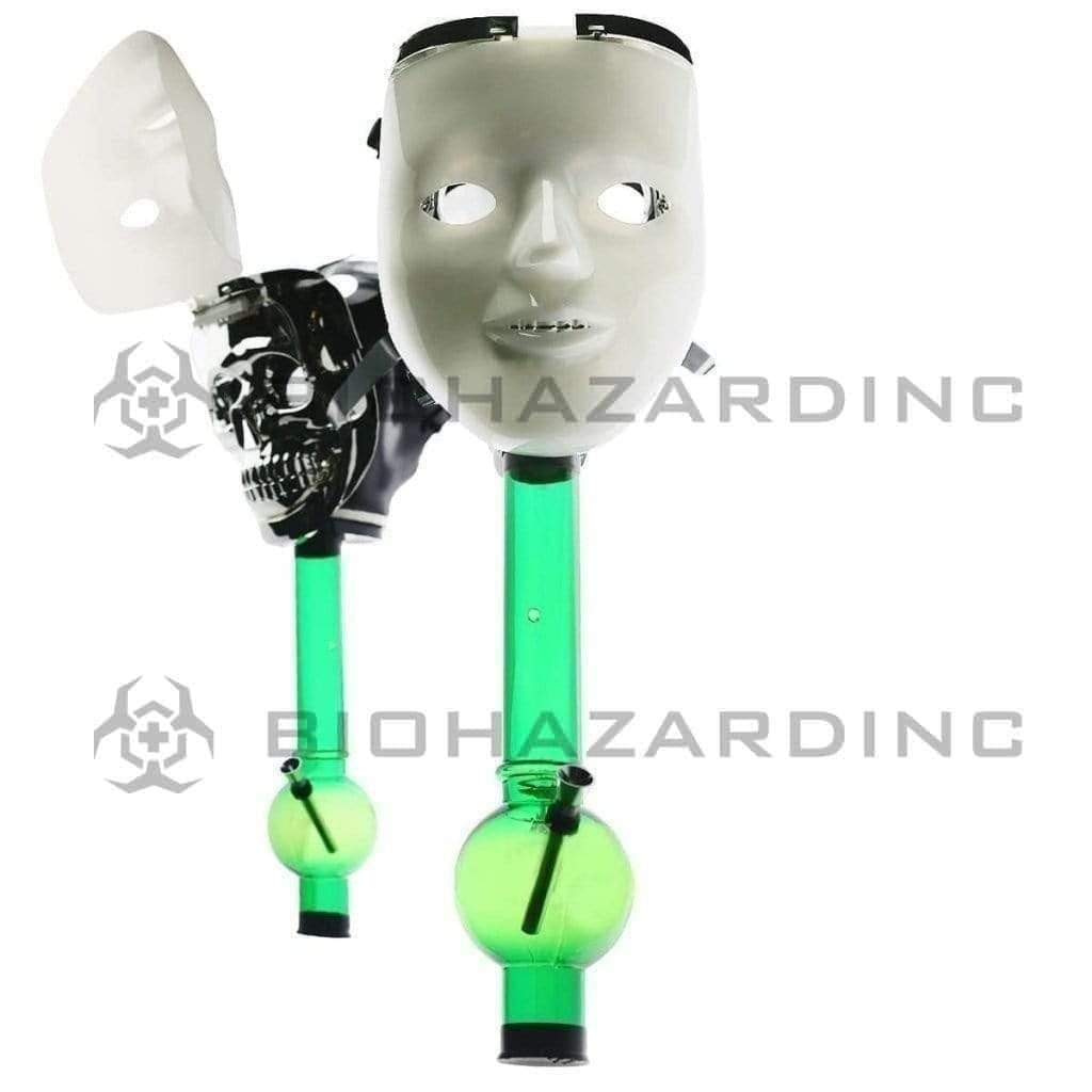 Gas Mask | Phantom White Mask Water Pipe | 12" - Acrylic - Assorted Colors Acrylic Bong with Gas Mask Biohazard Inc   