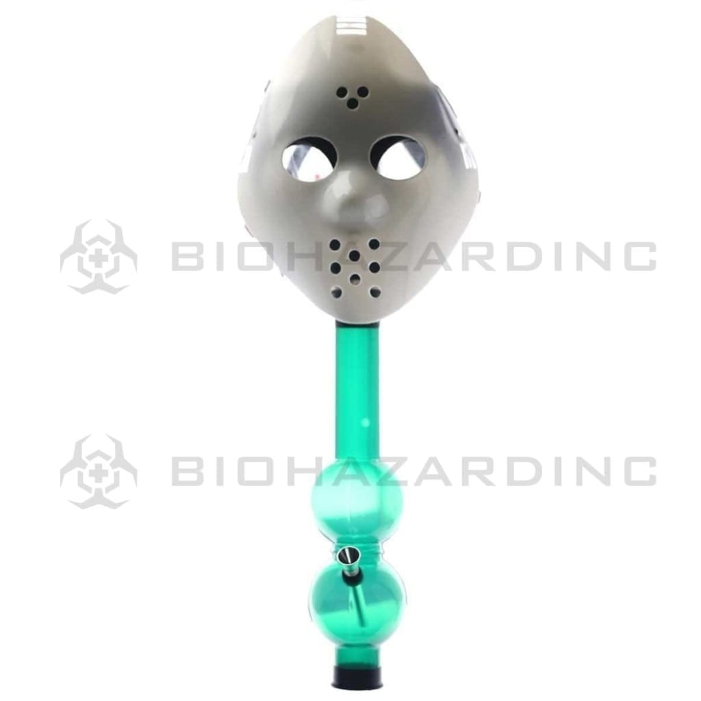 Gas Mask | Hockey Gas Mask White Water Pipe | 12" - Acrylic - Assorted Colors Acrylic Bong with Gas Mask Biohazard Inc   