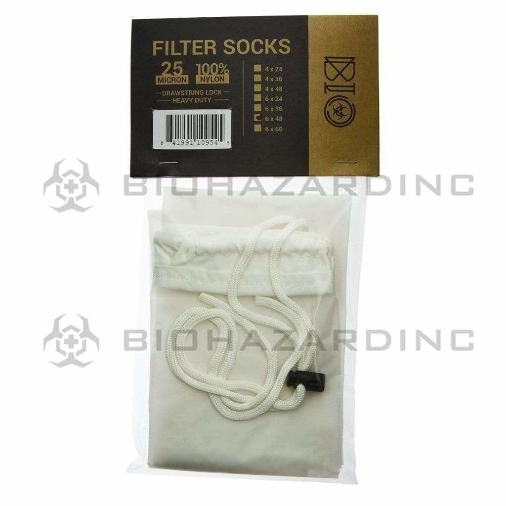 BIO Filter Socks w/ Drawstring Lock | 25µm - 6" x 48" Scientific Accessories Bio Glass