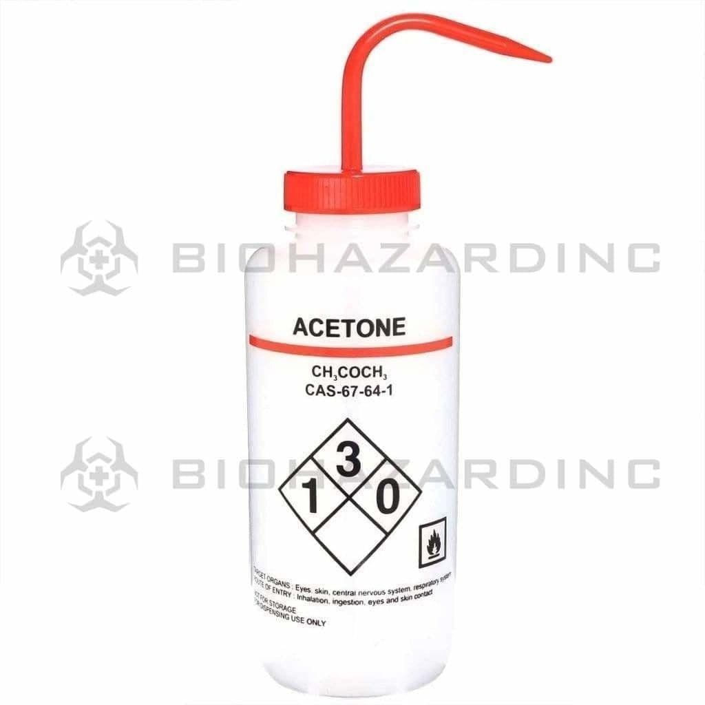 LDPE Premium Labeled Wash Bottles - Acetone 1000ml Wash Bottles LDPE Bottles