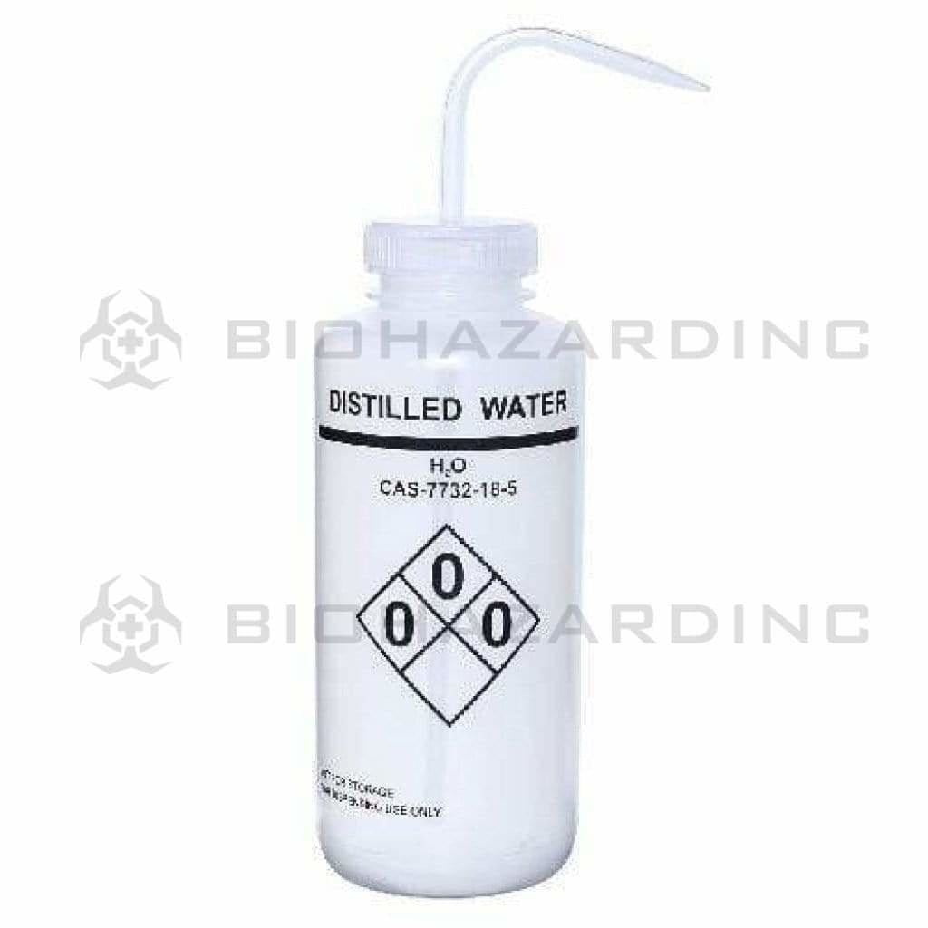 LDPE Premium Labeled Wash Bottles - Distilled Water 1000ml Wash Bottles LDPE Bottles   