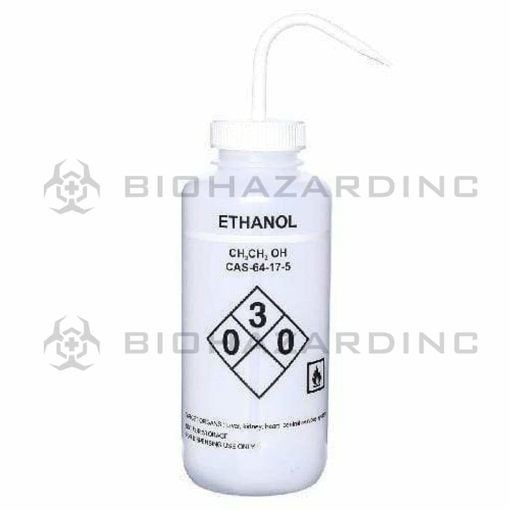 LDPE Premium Labeled Wash Bottles - Ethanol 1000 ml Wash Bottles LDPE Bottles