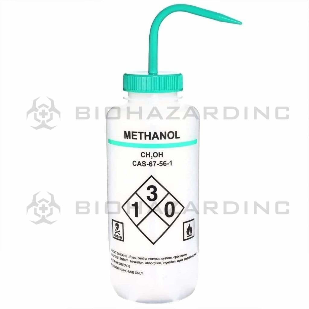 LDPE Premium Labeled Wash Bottles - Methanol 1000 ml Wash Bottles Biohazard Inc
