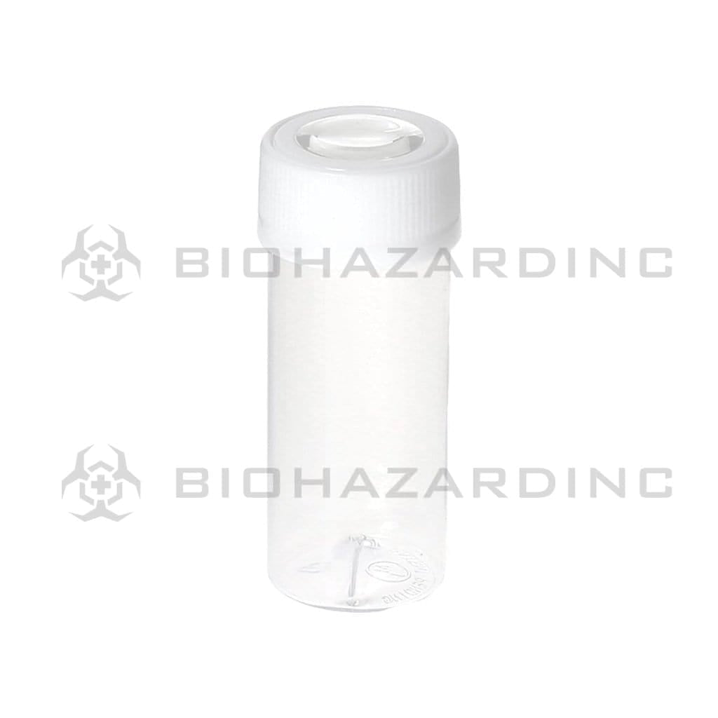 Magnijar | Plastic Vials w/ Magnifying Lens on Caps | 16 Dram - 300 Count - Various Colors Plastic Jar Biohazard Inc Clear  