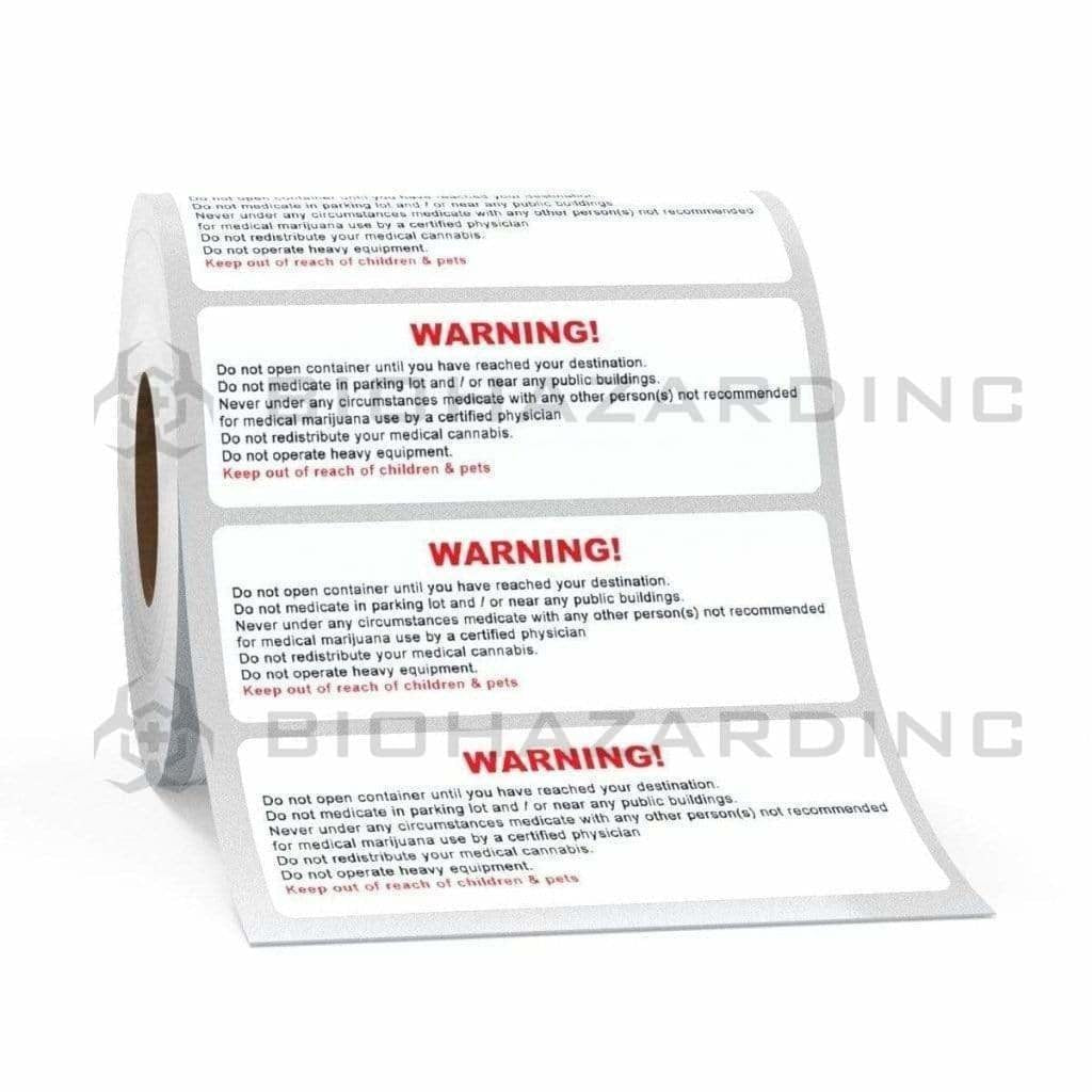 Generic | United States Generic Marijuana Warning Labels | 1" x 3" - 1000 Count Compliance Labels Biohazard Inc