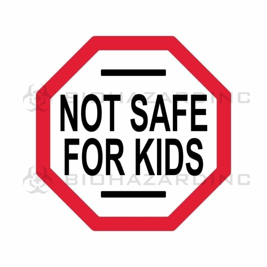 Massachusetts & Maine | "Not Safe For Kids" Labels | 1" x 1" | 1,000 Count Compliance Labels Biohazard Inc