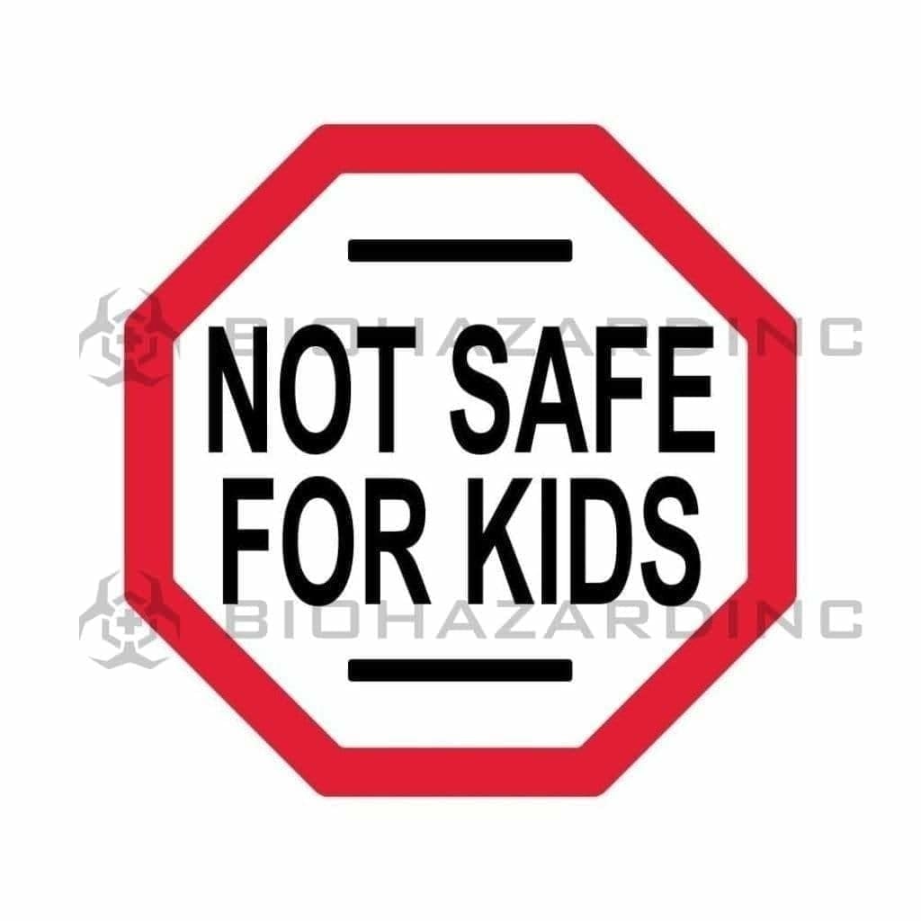Massachusetts & Maine | "Not Safe For Kids" Compliance Labels Compliance Labels Biohazard Inc