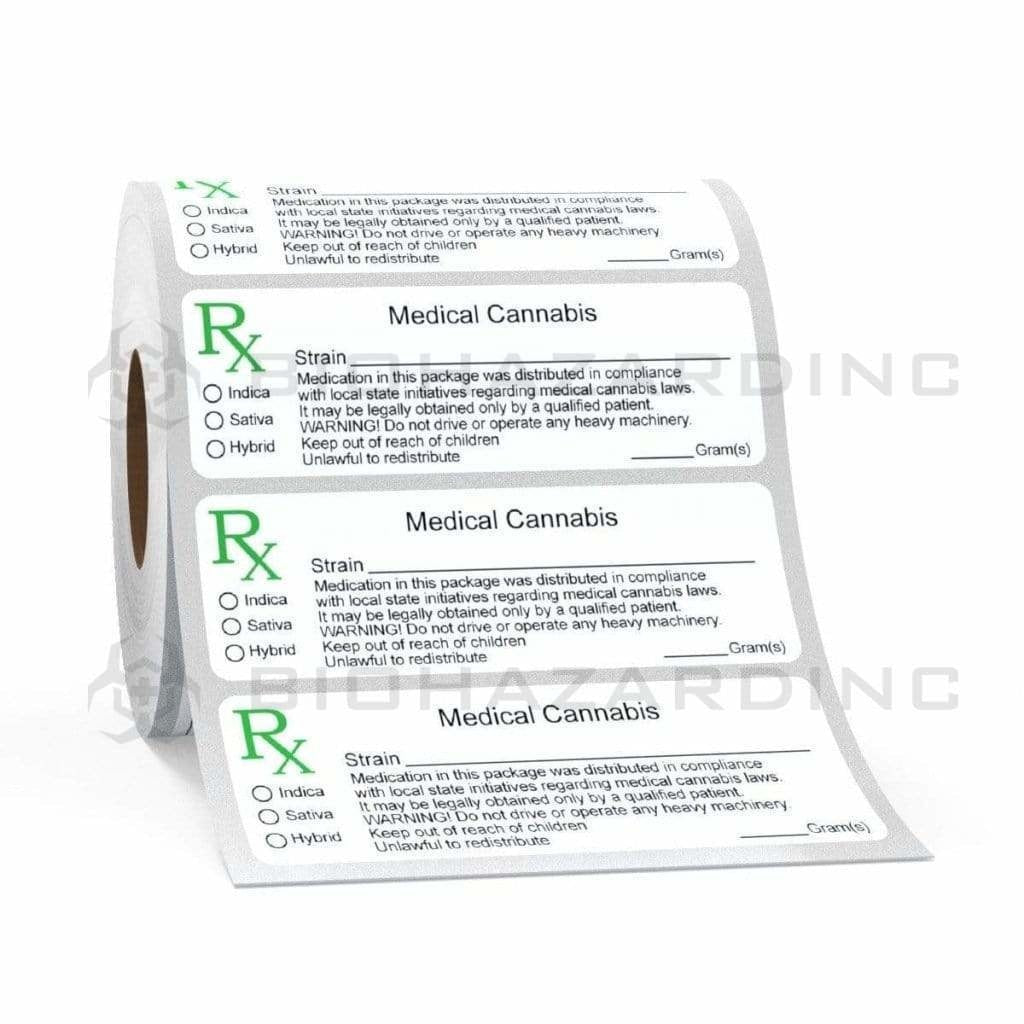 Generic | United States Generic Medical Marijuana Labels | 1" x 3" - 1000 Count Compliance Labels Biohazard Inc
