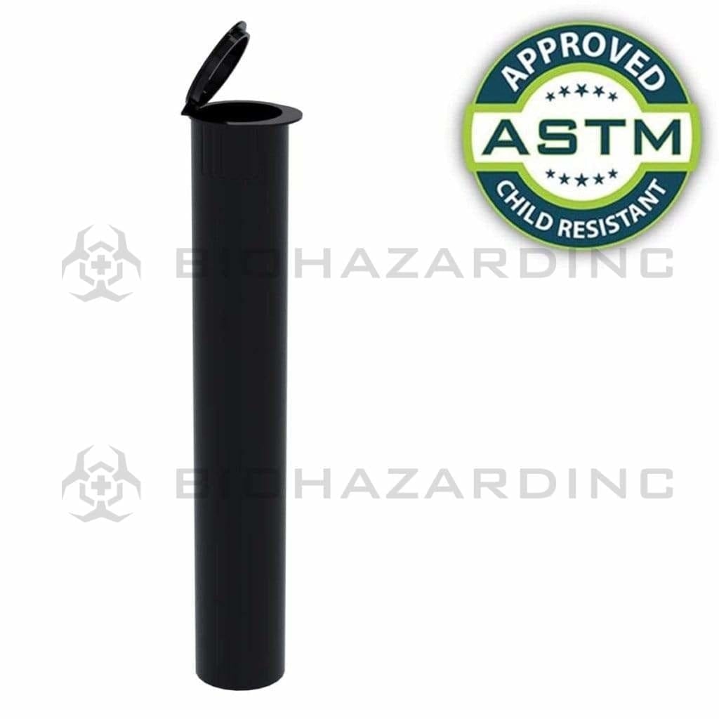 Child Resistant | Pop Top Pre-Roll Plastic Tubes | 116mm - Opaque Black - 1000 Count Child Resistant Joint Tube Biohazard Inc   