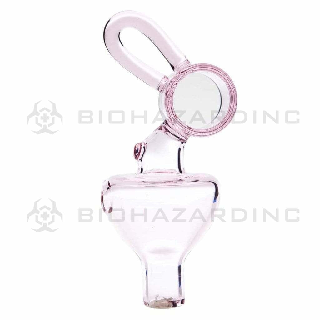 Novelty | Directional Glass Pendant Carb Cap | Pink Carb Cap Biohazard Inc