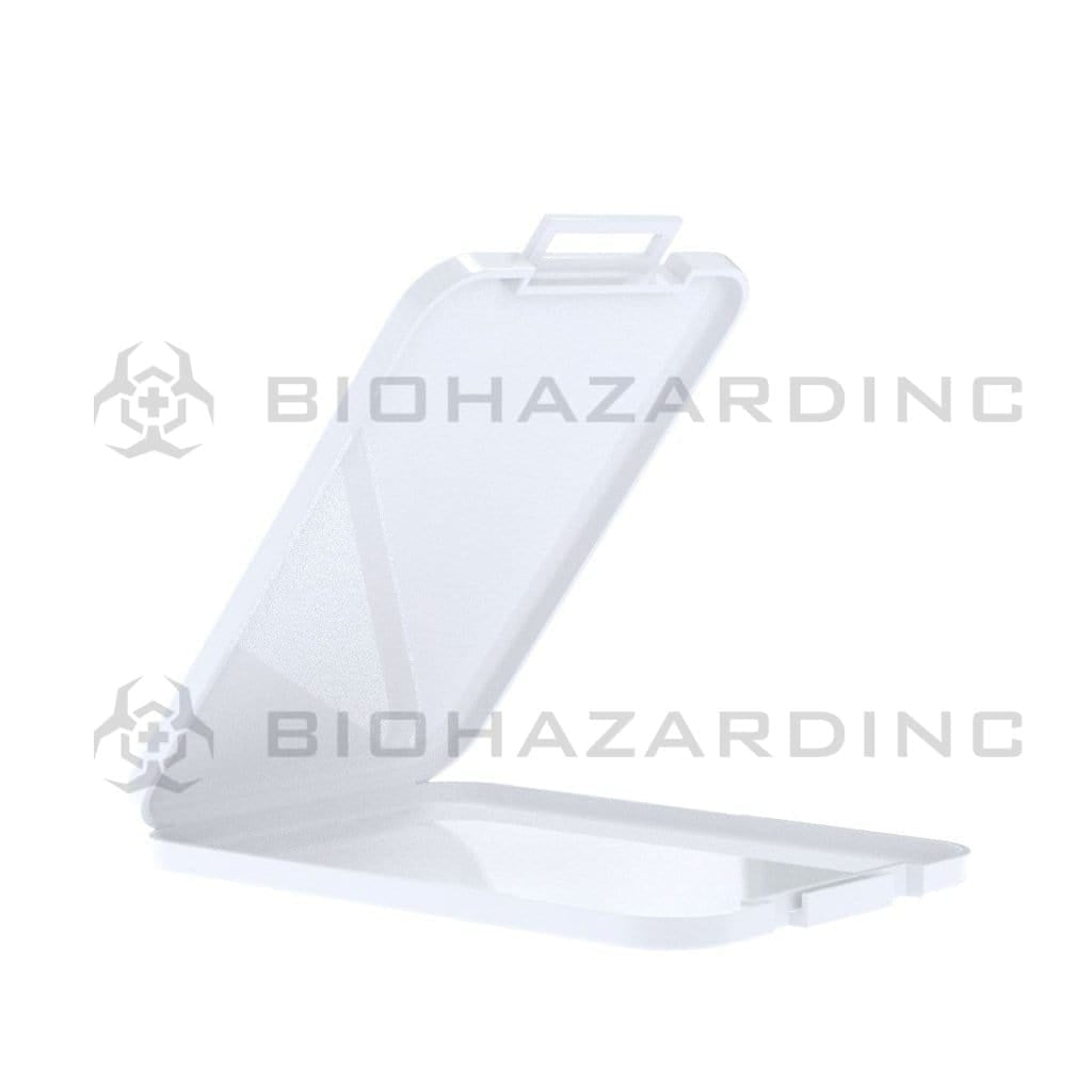 Flat Container | Hinged Lid Slim Shatter Containers | 4.5mm - White - 200 Count Concentrate Container Biohazard Inc   