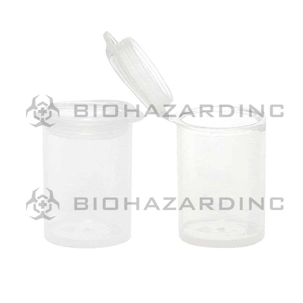 Child Resistant | Pop Top Seed Containers | 5mL - Transparent Clear Child Resistant Pop Top Bottle Biohazard Inc 100 Count  