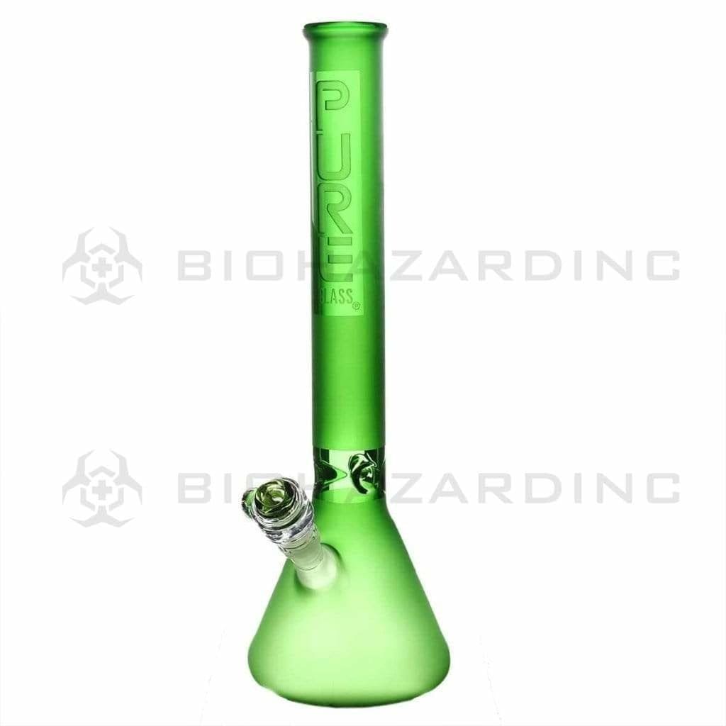 PURE Glass | Classic Beaker Water Pipe | 18" - 14mm - Various Colors Glass Bong Pure Glass Green Frost  
