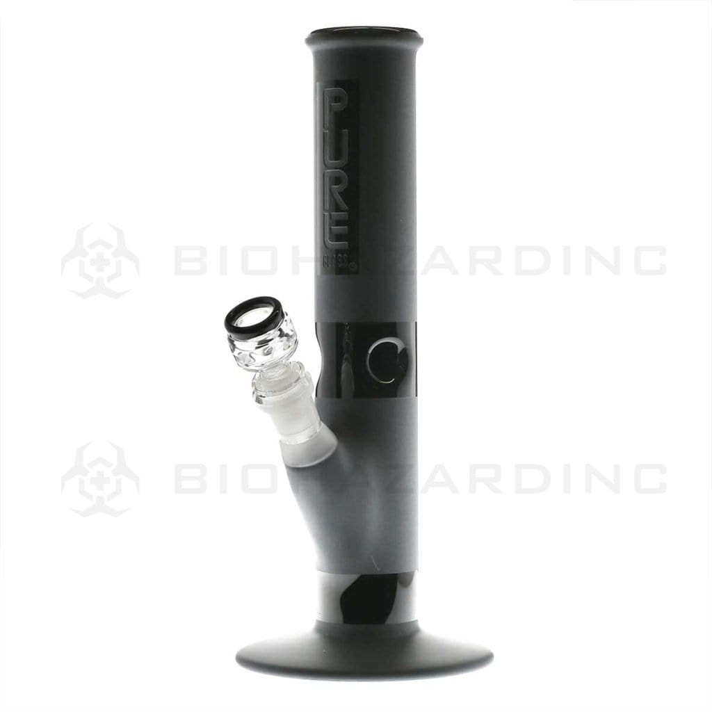 PURE Glass | Classic Straight Water Pipe | 12"  - 14mm - Various Colors Glass Bong Pure Glass Black Frost  