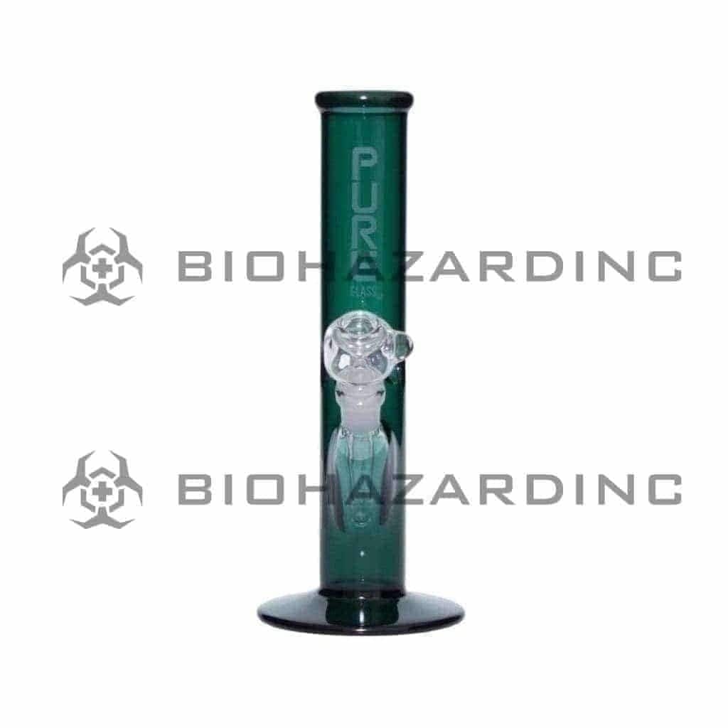 PURE Glass | Classic Straight Water Pipe | 12"  - 14mm - Various Colors Glass Bong Pure Glass Lake Green  