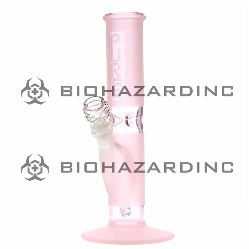 PURE Glass | Classic Straight Water Pipe | 12"  - 14mm - Various Colors Glass Bong Pure Glass Pink Frost  
