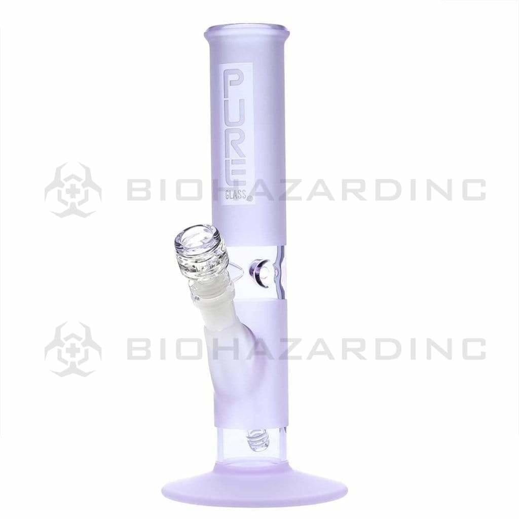PURE Glass | Classic Straight Water Pipe | 12"  - 14mm - Various Colors Glass Bong Pure Glass Purple Frost  