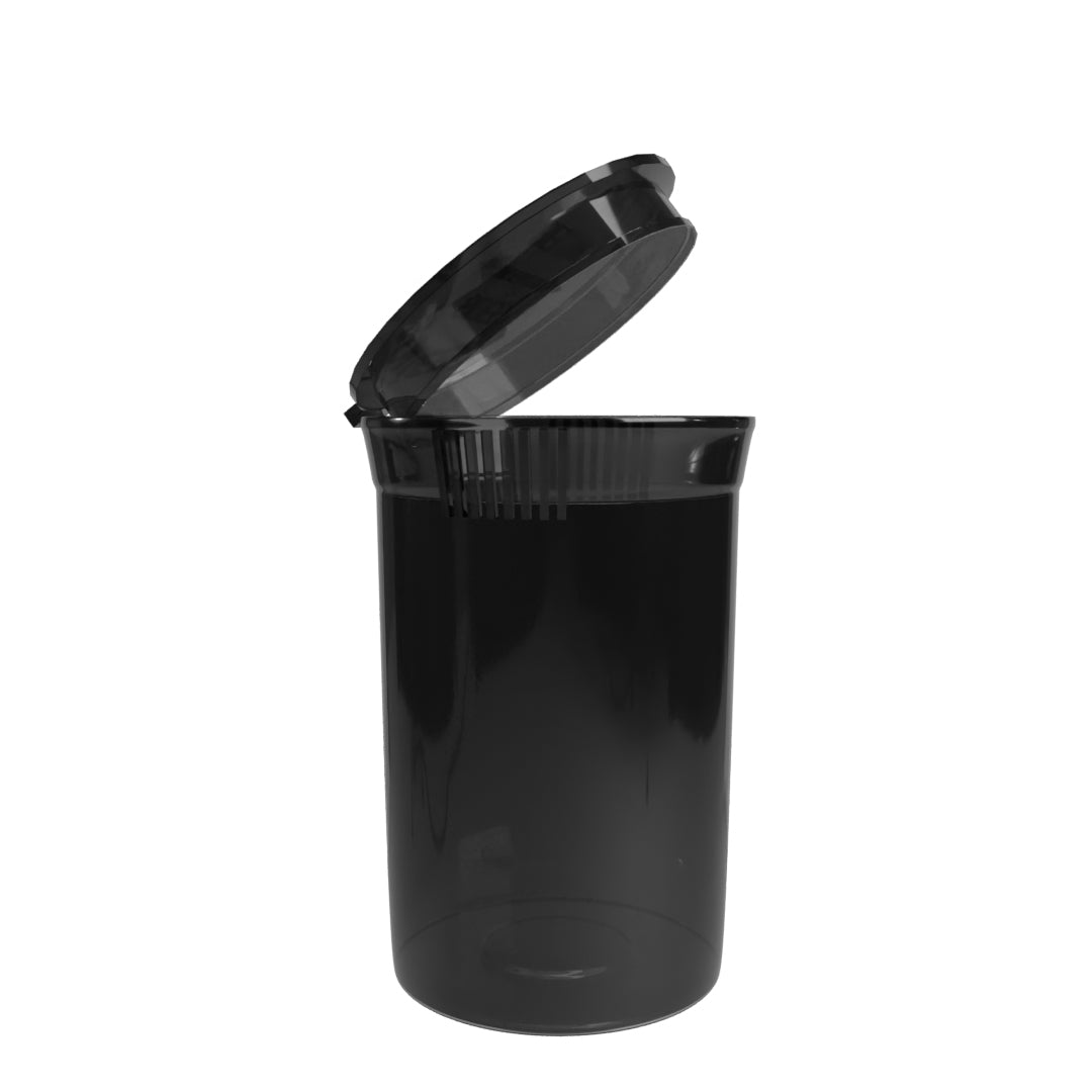 Plastic Pop Top Bottles | 30 Dram - 7 Grams - 160 Count - Various Colors Pop Top Bottle Biohazard Inc Transparent Black