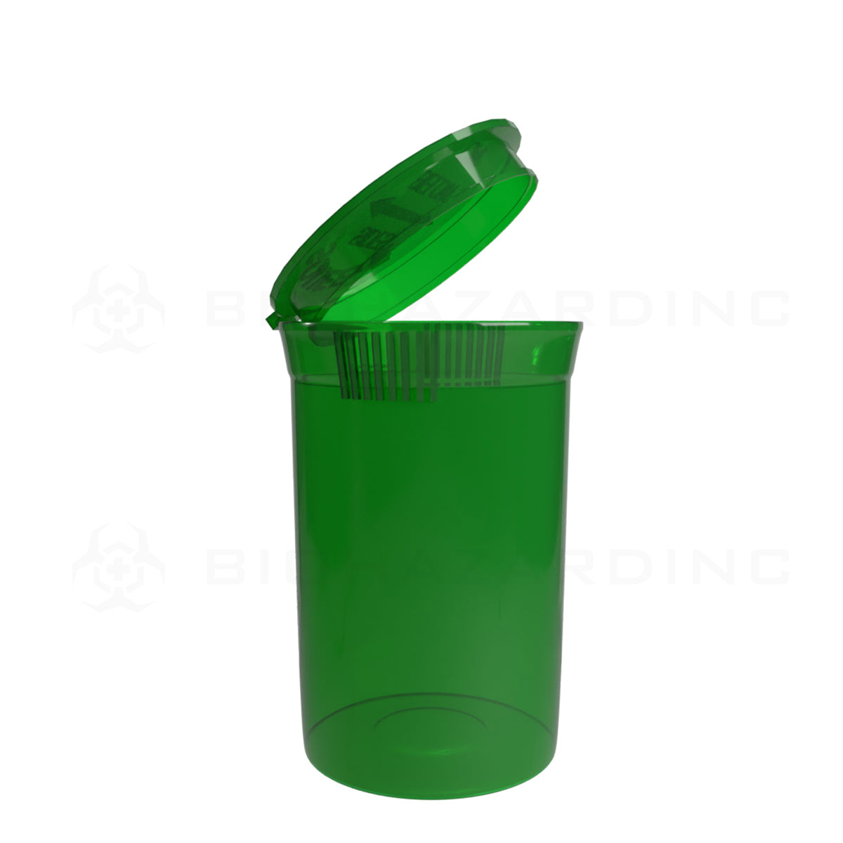Plastic Pop Top Bottles | 30 Dram - 7 Grams - 160 Count - Various Colors Pop Top Bottle Biohazard Inc Transparent Green  