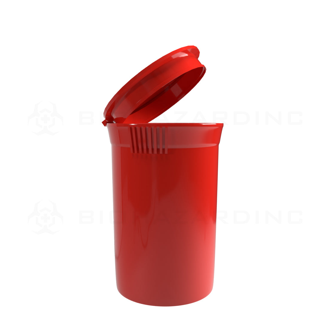 Plastic Pop Top Bottles | 30 Dram - 7 Grams - 160 Count - Various Colors Pop Top Bottle Biohazard Inc Opaque Red  