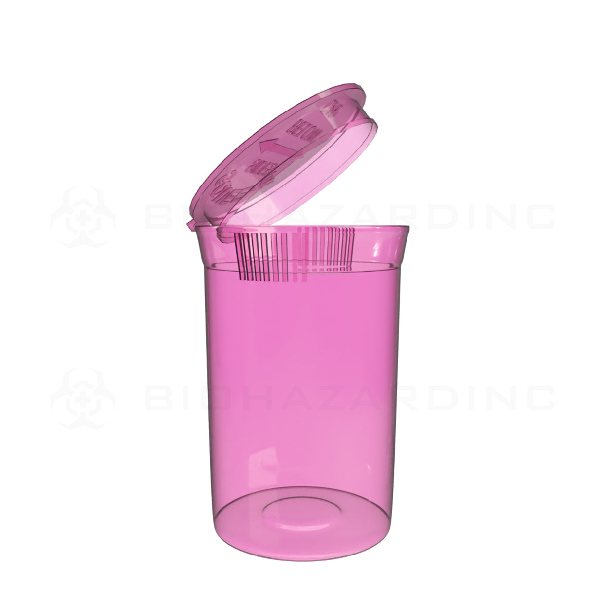 Plastic Pop Top Bottles | 30 Dram - 7 Grams - 160 Count - Various Colors Pop Top Bottle Biohazard Inc Transparent Pink  