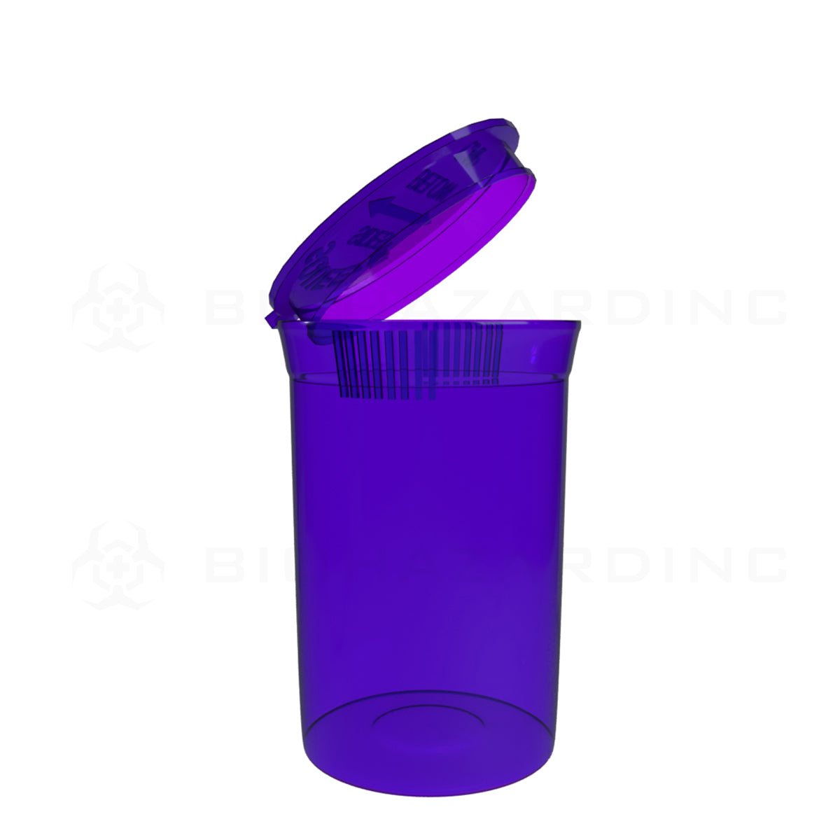 Plastic Pop Top Bottles | 30 Dram - 7 Grams - 160 Count - Various Colors Pop Top Bottle Biohazard Inc Transparent Purple  