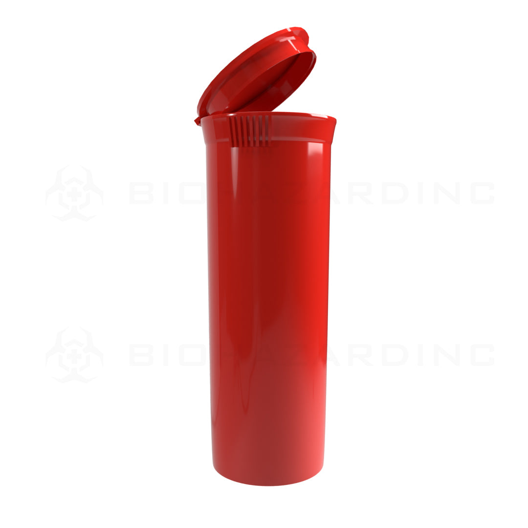 Plastic Pop Top Bottles | 60 Dram - 14 Grams - 75 Count - Various Colors Pop Top Bottle Biohazard Inc Opaque Red  