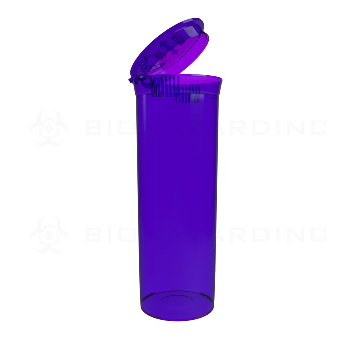Plastic Pop Top Bottles | 60 Dram - 14 Grams - 75 Count - Various Colors Pop Top Bottle Biohazard Inc Transparent Purple  