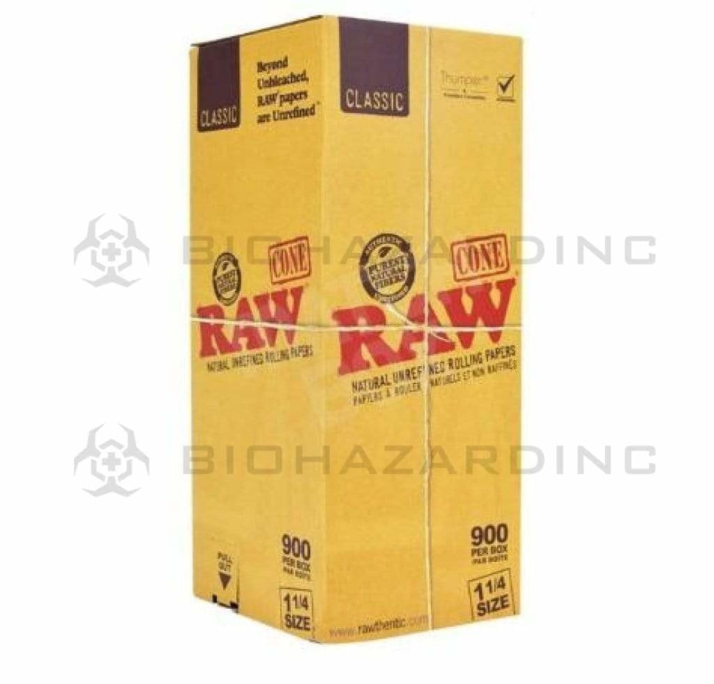 RAW® | Pre-Rolled Cones Classic 1¼ Size  | 78mm - Unbleached Brown - 900 Count Pre-Rolled Cones Raw   