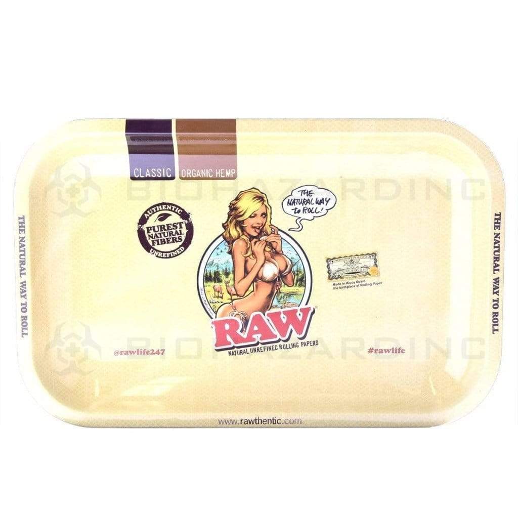 RAW® | Rolling Tray - Girl | Metal - Various Sizes Rolling Tray Biohazard Inc 7in x 5in - Mini - Metal  