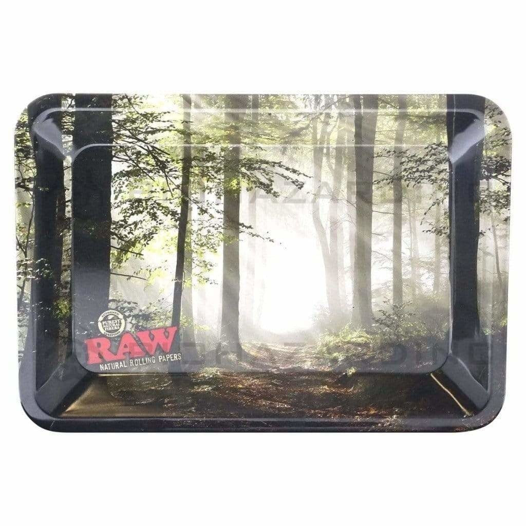 Raw® | Rolling Tray - Smokey Forest | Metal - Various Sizes Rolling Tray Biohazard Inc 7in x 5in - Mini  