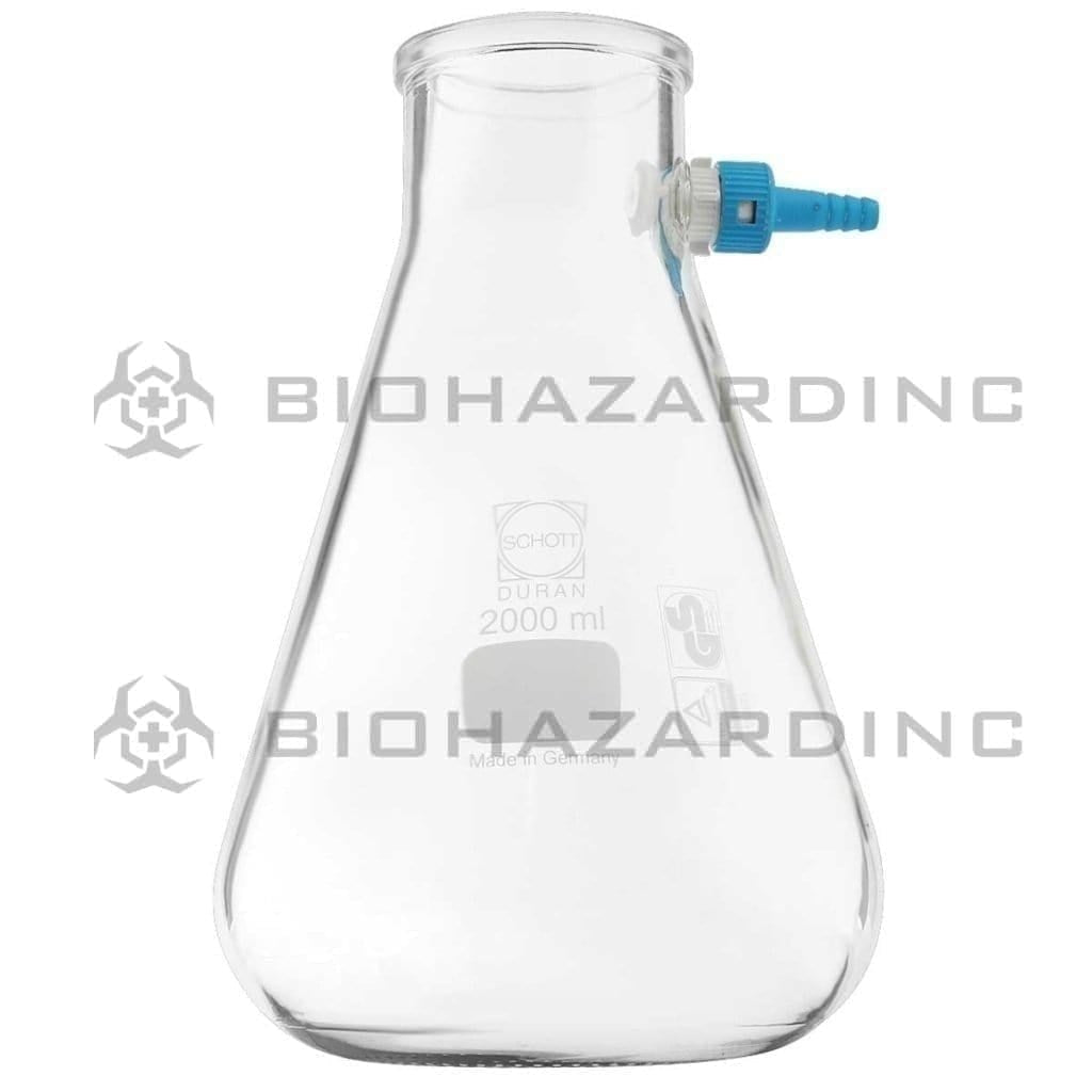Schott DURAN® | Filtering Flask - Erlenmeyer Shape w/ Glass Hose | 2000mL Filtering Flask Bottle Schott Duran