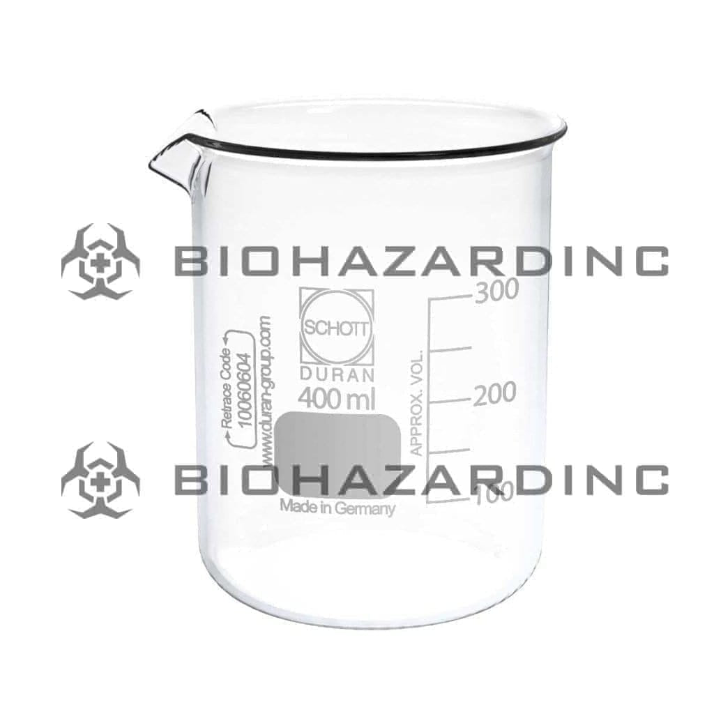 Scientific Beaker - 400ml Scientific Lab Beaker Biohazard Inc