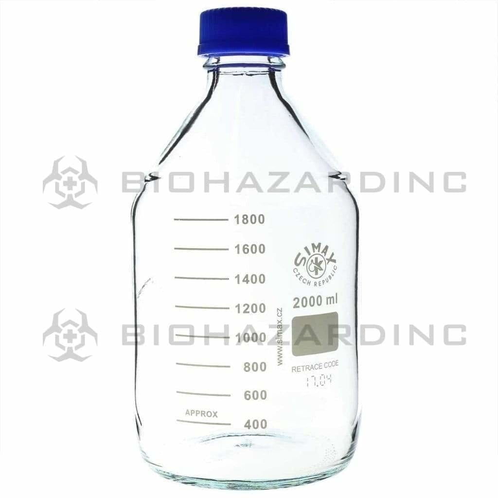 SIMAX Reagent GL 45 Clear Laboratory Glass w/ Screw Cap | 2,000mL Scientific Lab Bottles Biohazard Inc