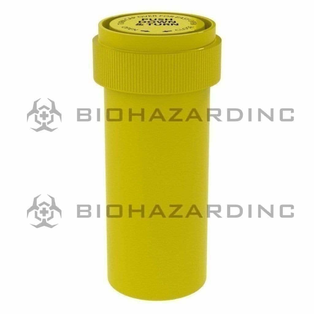 Child Resistant | Opaque Yellow Reversible Cap Vials | 16 Dram - 3 Grams - 230 Count Reversible Cap Vial Biohazard Inc   