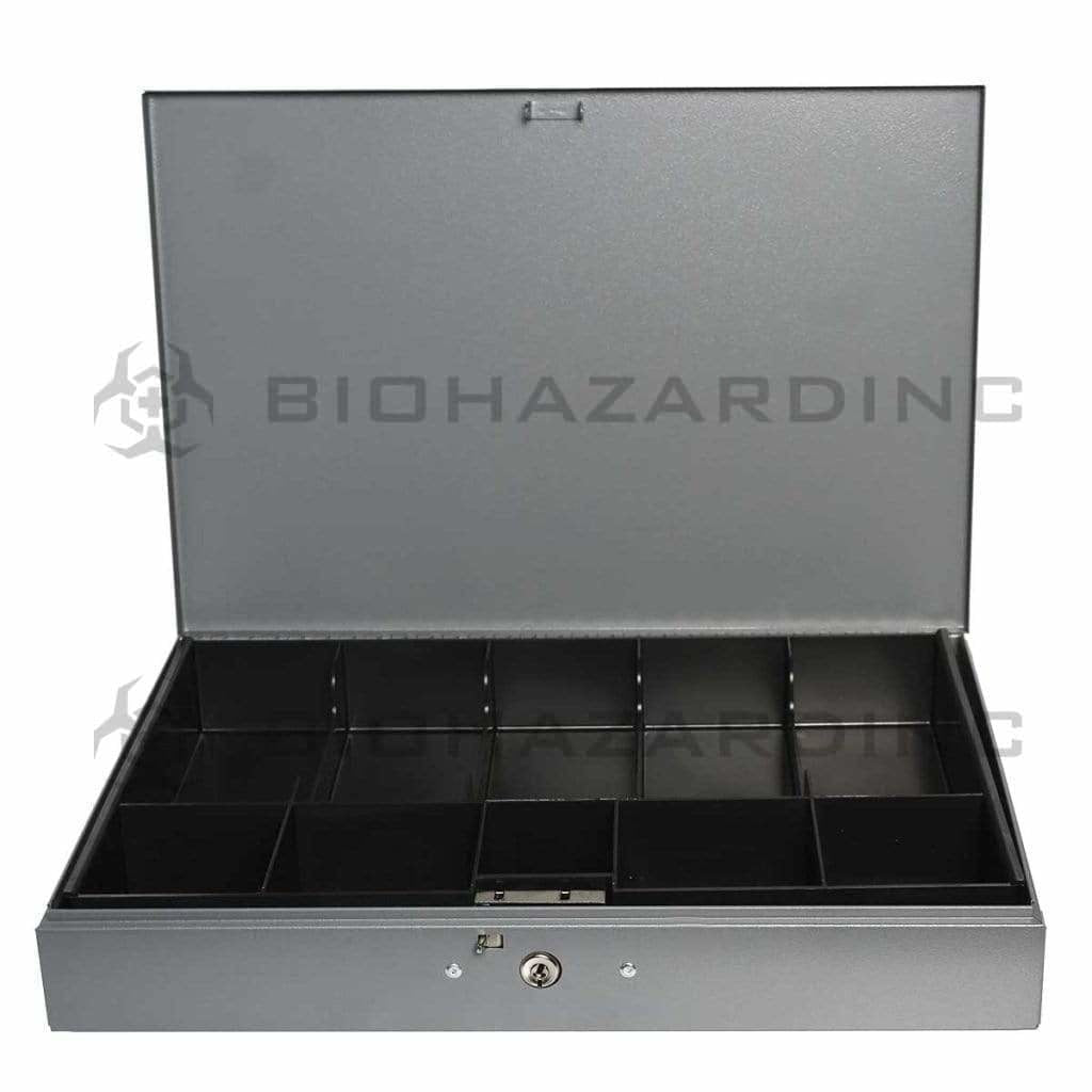 Steel Cash Box w/ 10 Compartment Trays Cash Box Biohazard Inc   