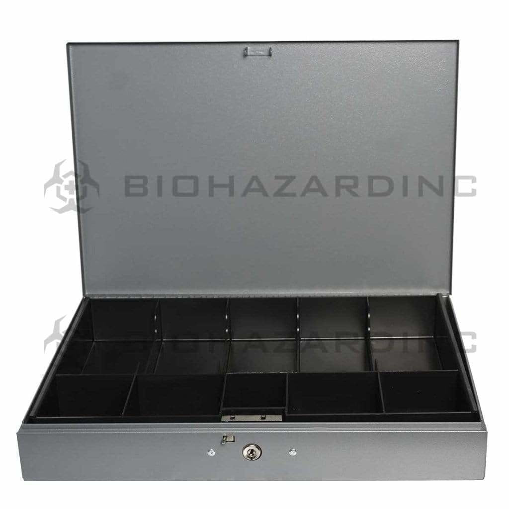 Steel Cash Box w/ 10 Compartment Trays Cash Box Biohazard Inc