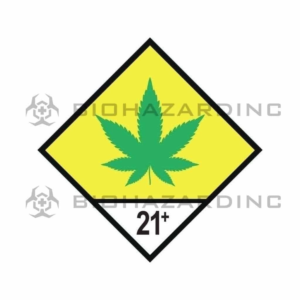 Washington State Universal Marijuana Symbol 21+ Labels | 1,000 Count Compliance Labels Biohazard Inc
