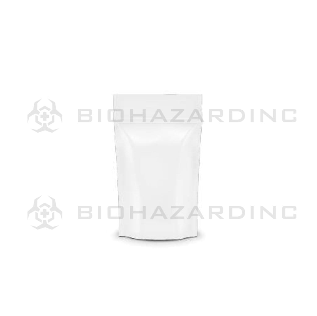 Tamper Evident | Glossy White Mylar Bags - Various Sizes Mylar Bag Biohazard Inc 3.5" x 5" - 3.5g - 1000 Count - Tear Notch  