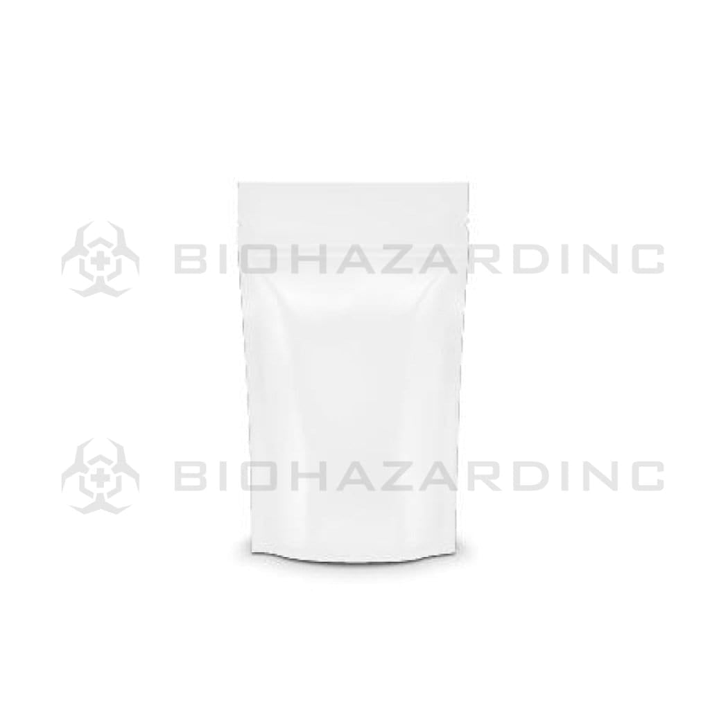 Tamper Evident | Glossy White Mylar Bags - Various Sizes Mylar Bag Biohazard Inc 5" x 8" - 14g - 1000 Count - No Tear Notch  