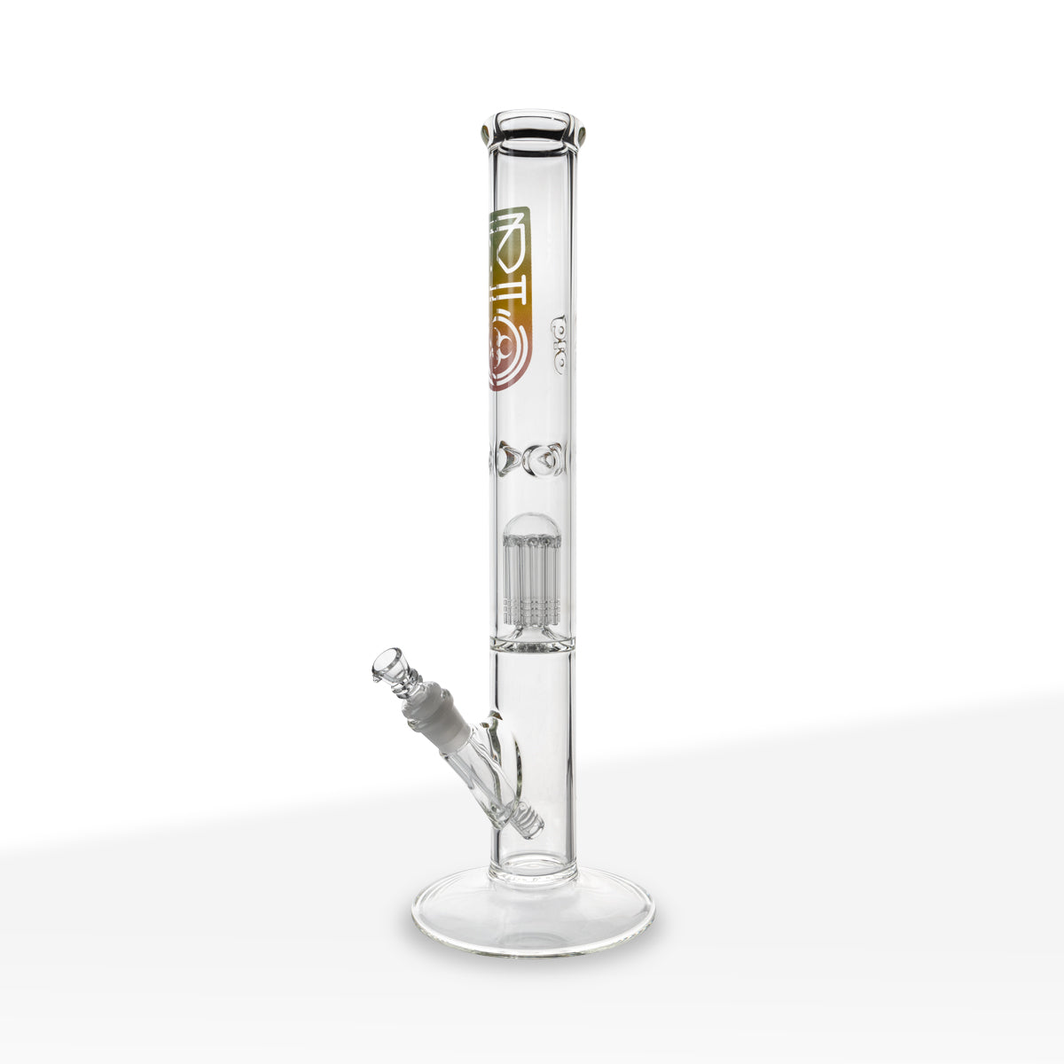 BIO Glass | Single Chamber 10-Arm Tree Perc Straight Water Pipe | 18" - 14mm - Various Colors