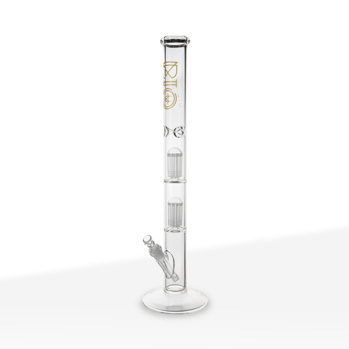BIO Glass | Double Chamber 10-Arm Tree Percolator Straight Water Pipe | 22" - 19mm - Various Colors