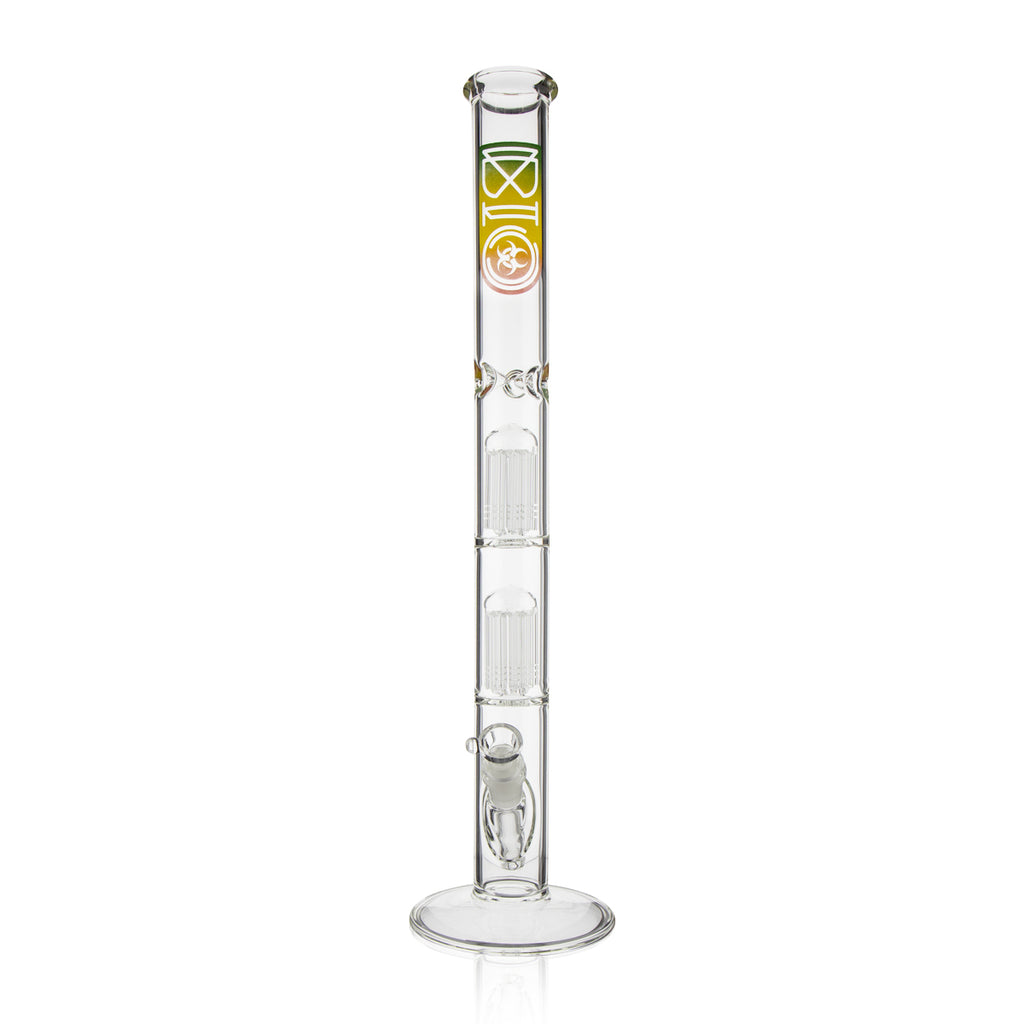 BIO Glass | Double Chamber 10-Arm Tree Percolator Straight Water Pipe