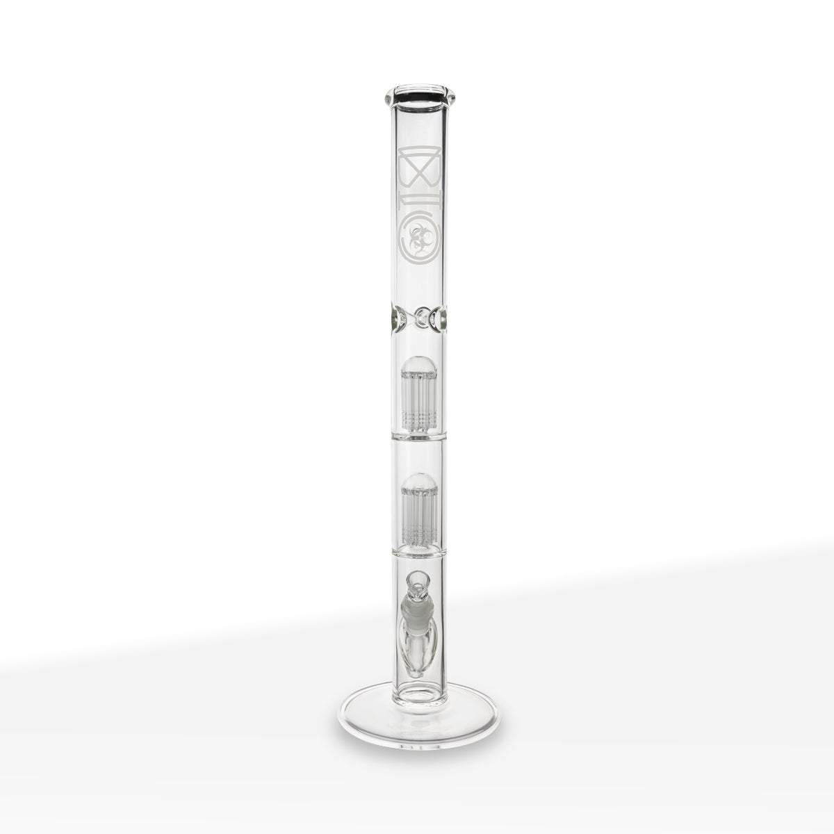 BIO Glass | Double Chamber 10-Arm Tree Percolator Straight Water Pipe | 22" - 19mm - Various Colors