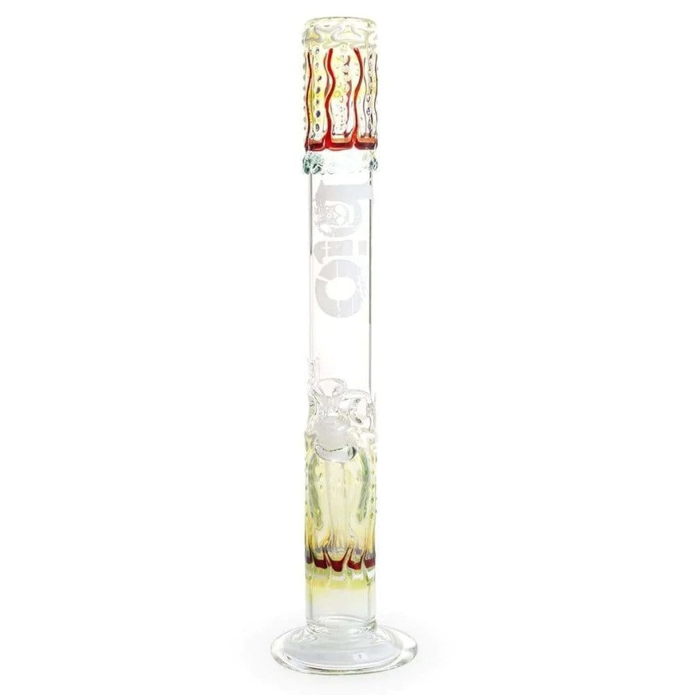 BIO Glass | Worked Color Straight Water Pipe | 18" - 14mm - Various Colors