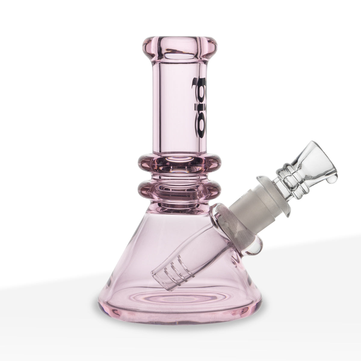 BIO Glass | Mini Heavy Duty Beaker Water Pipe | 5"  - 14mm - Full Pink & Black Logo