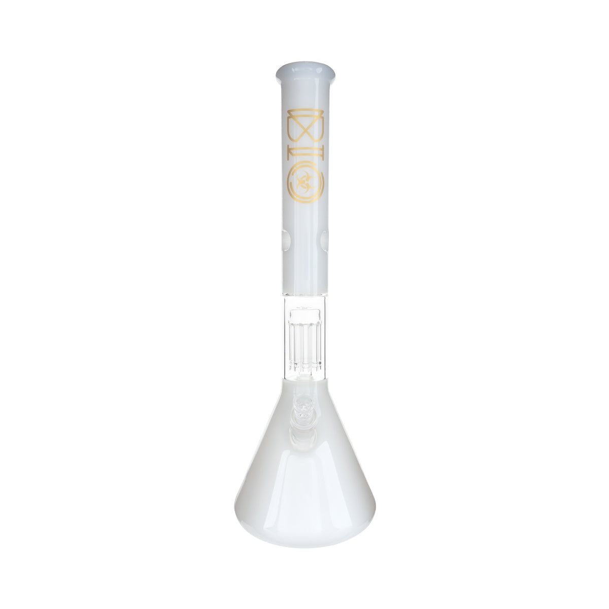 BIO Glass | Single Chamber 10-Arm Tree Percolator + Splash Guard Beaker Water Pipe | 18" - 14mm - Ivory