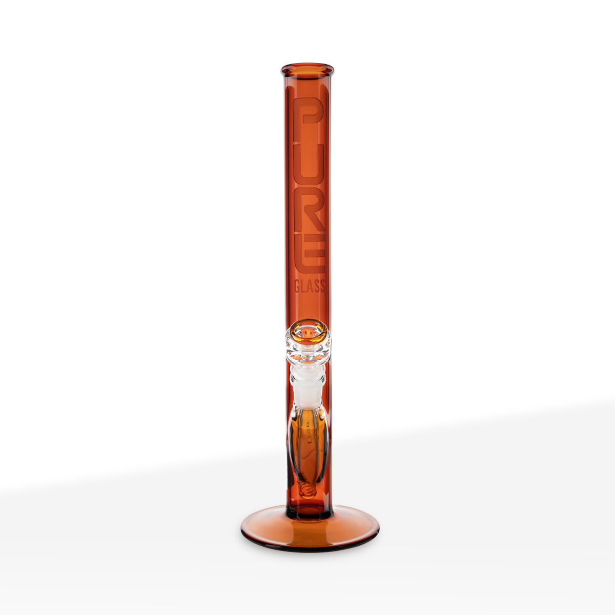 PURE Glass | Classic Straight Water Pipe | 14" - 14mm - Amber