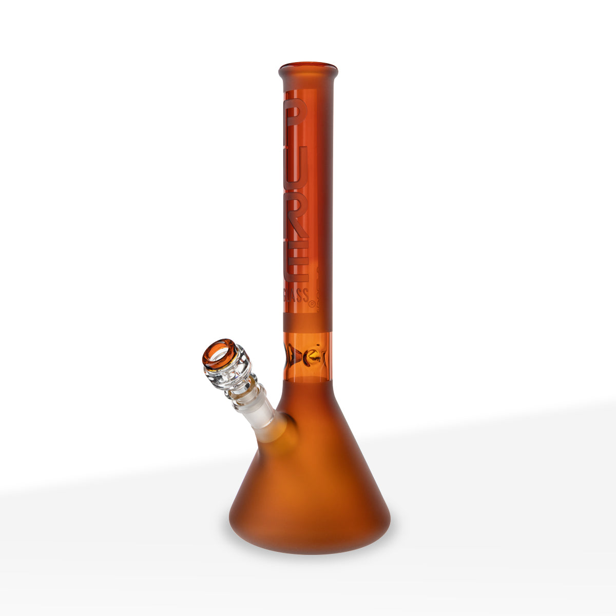 PURE Glass | Classic Beaker Water Pipe | 14" - 14mm - Various Colors Glass Bong Pure Glass Amber Frost