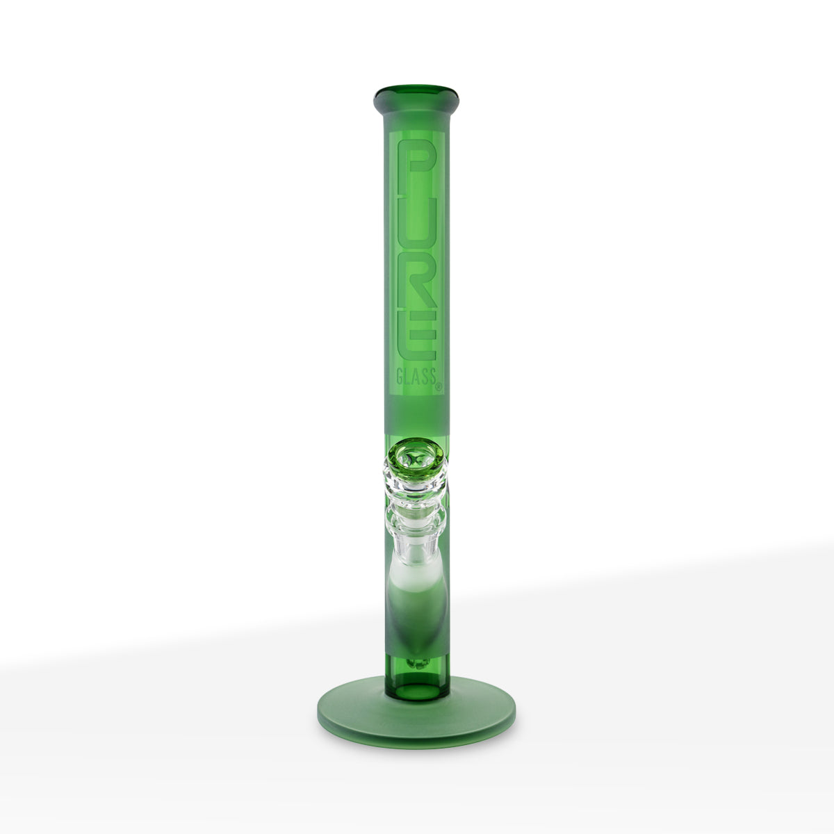 PURE Glass | Classic Straight Water Pipe | 14" - 14mm - Green Frost